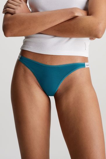 Calvin Klein Green Logo Dipped String Thong