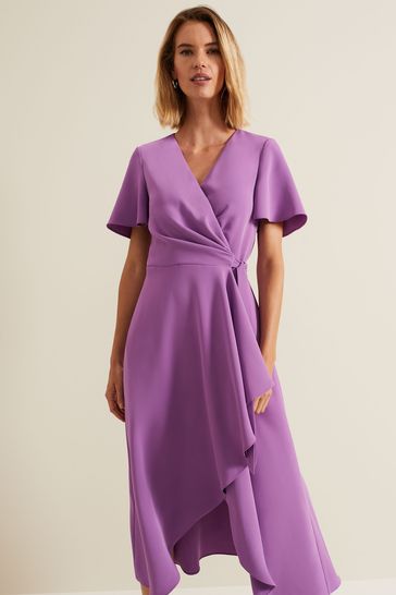 Buy Phase Eight Purple Petite Julissa Frill Wrap Dress from Next Bahrain