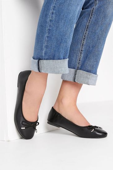 Long Tall Sally Black Wide-Fit Blaise Ballerina Shoes