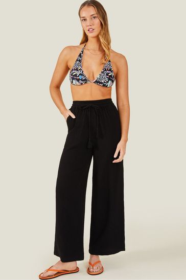 Accessorize Crinkle Beach Black Trousers