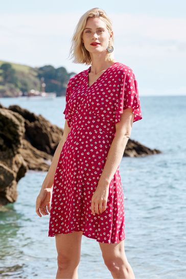 Buy Seasalt Cornwall Red Wilsey Empire Line Flared Sleeve Dress from Next Bahrain