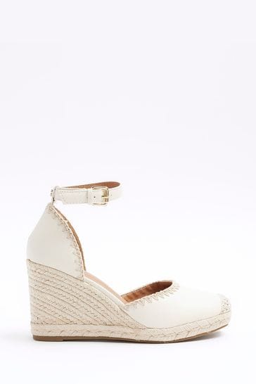 River Island Cream Wedge Espadrille Sandals