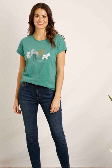 Weird Fish Green Walkies Organic Cotton Graphic T-Shirt
