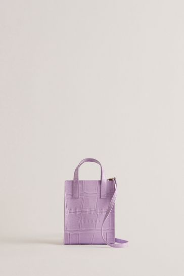 Ted Baker Gatocon Purple Croc Effect Mini Icon Bag