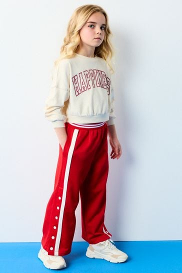 Buy Red Wide Leg Popper Joggers 3 16yrs from Next Italy
