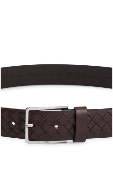 Buy BOSS Brown Woven Leather Belt from Next Bahrain