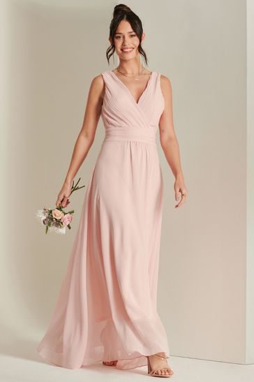 Blush pink chiffon deals maxi dress