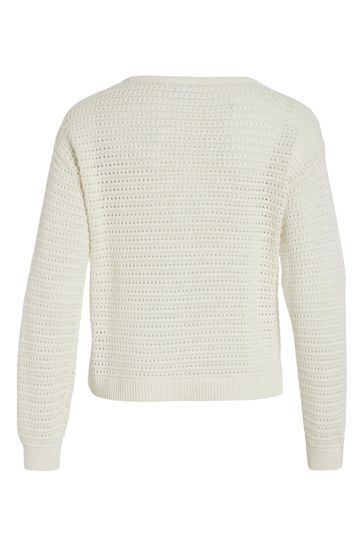 Buy VILA White Pointelle Lightweight Jumper from Next Kuwait