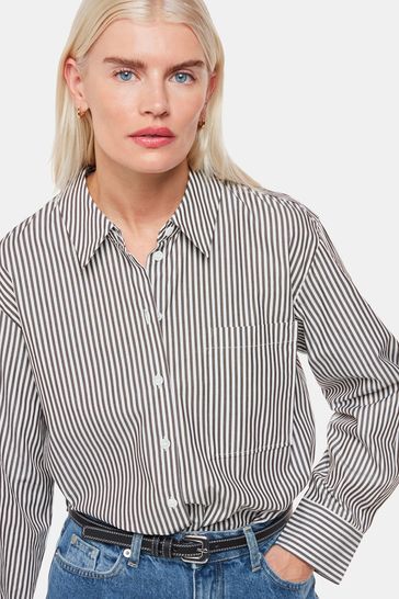 Whistles Petite Black/White Relaxed Fit Stripe Shirt