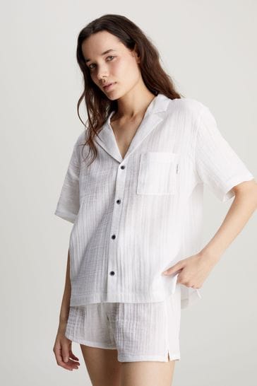 Calvin Klein White Short Sleeve Button Down Shirt