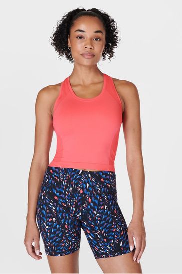 Sweaty Betty Coral Pink Athlete Crop Seamless Workout Vest