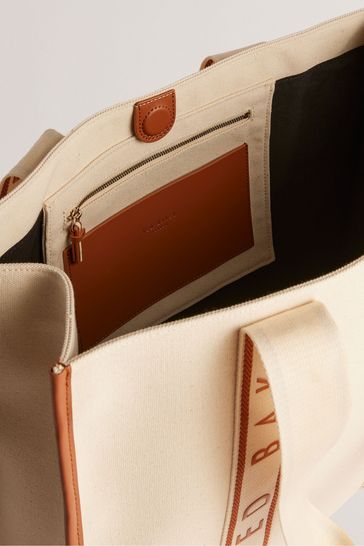 Buy Ted Baker Georjey Natural Branded Webbing Canvas Tote Bag from
