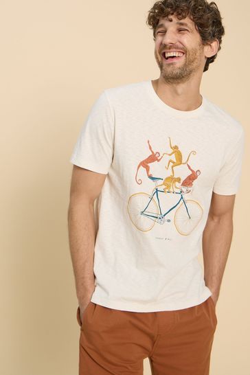 White Stuff Monkey On A Bike Graphic White T-Shirt