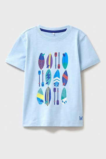 Crew Clothing Company Blue Graphic Cotton Casual T-Shirt
