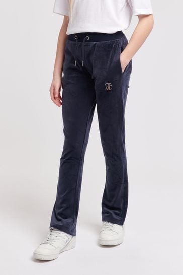 Juicy Couture Girls Blue Diamante Bootcut Joggers