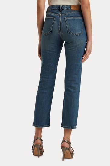 Buy Lauren Ralph Lauren Blue High Rise Straight Leg Ankle Jeans from Next Turkey