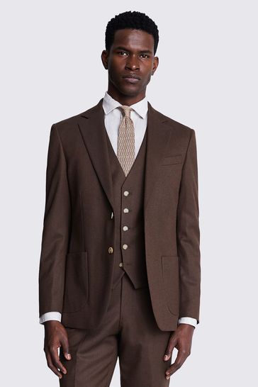 MOSS Tailored Fit Brown Copper Flannel Jacket