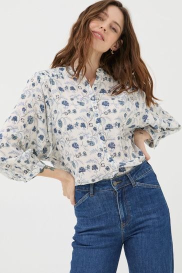 FatFace Natural Evelyn Flora Ditsy Blouse
