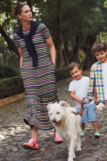 Buy Boden Blue Emma Tiered Jersey Midi Dress from Next Denmark