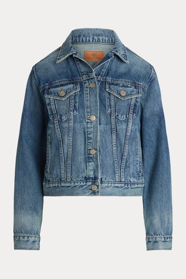 Buy Lauren Ralph Lauren Blue Mid Wash Paizley Trucker Denim Jacket from Next Turkey