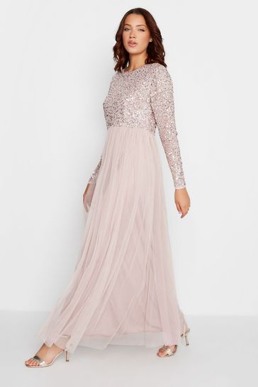 Buy Long Tall Sally Nude Long Sleeve Beaded Maxi Dress from Next Bahrain