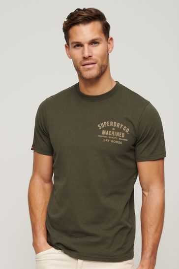 Superdry Green Workwear Flock Graphic T-Shirt