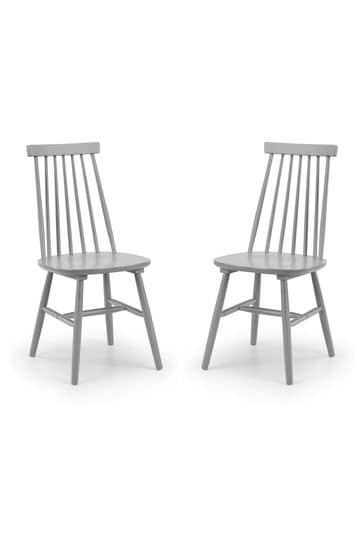 Julian Bowen Set of 2 Grey Alassio Spindle Back Dining Chairs