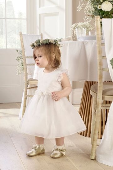 Mamas & Papas Organza Flower White Dress