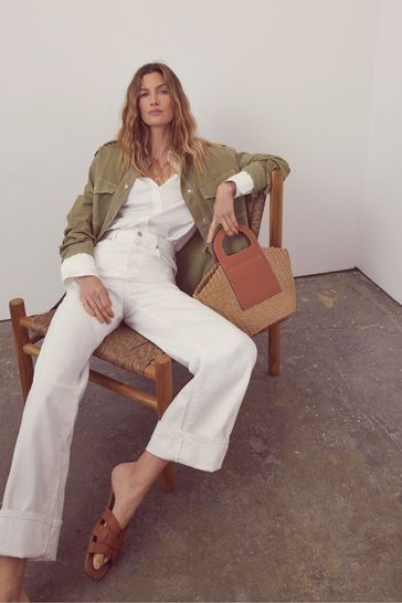 Buy Mint Velvet Green Cotton Utility Jacket from Next Kuwait