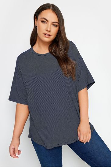 Yours Curve Blue Oversized Boxy T-Shirt