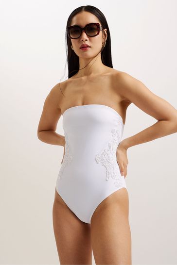 Ted Baker White Adyann Embroidered Swimsuit