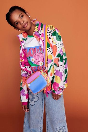 Monsoon Pink Retro Print Windbreaker Jacket