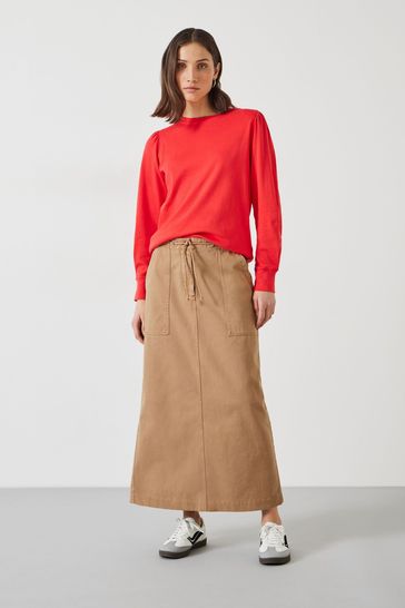 Hush Red Emily Puff Sleeve Jersey Top