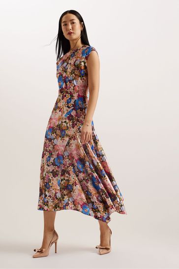 Ted Baker Slanno Asymmetric Sleeveless Midi Dress