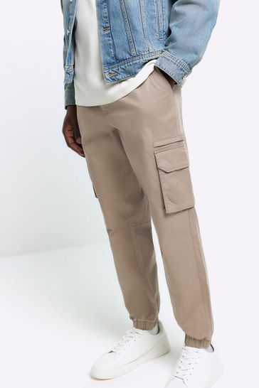 River Island Natural Elasticated Cargo Trousers