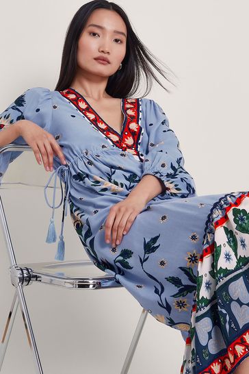Monsoon blue floral dress clearance