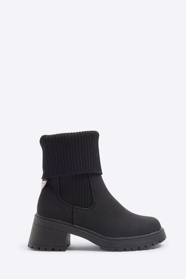 Buy River Island Girls Knit Roll Heeled Boots from Next Bahrain