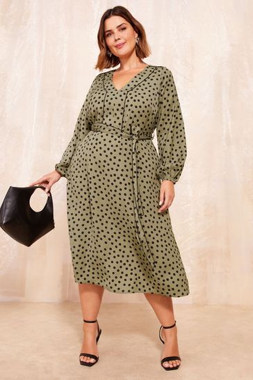 Khaki green wrap dress clearance