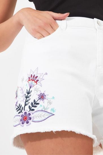 Embroidered high waisted shorts hotsell