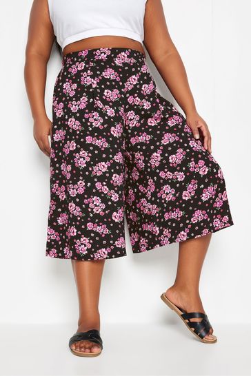 Yours Curve Black Flat Front Culottes