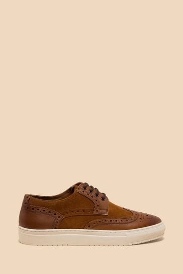 White Stuff Benny Brogue Leather Brown Trainers