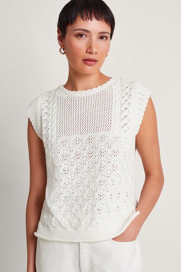 Monsoon Natural Sofia Stitch Knitted Vest