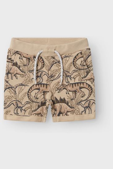 Name It Brown Dinosaur Draw String Shorts