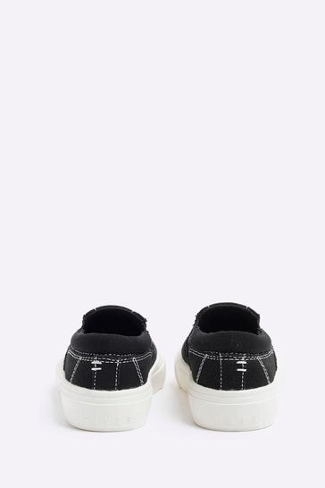 Buy River Island Black Boys Canvas Slip Ons Trainers from Next Croatia