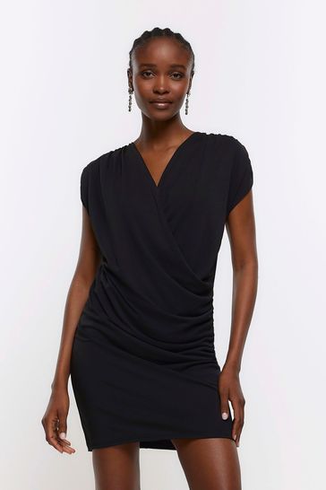 Black wrap hot sale mini dress