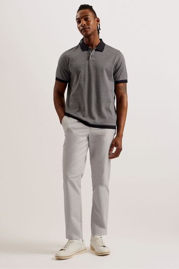 Ted Baker Grey Slim Felixt Cotton Tailored Trousers
