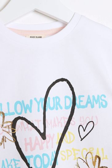 Buy River Island White Girls Graffiti 100 Cotton T Shirt and Legging Set from Next Bahrain
