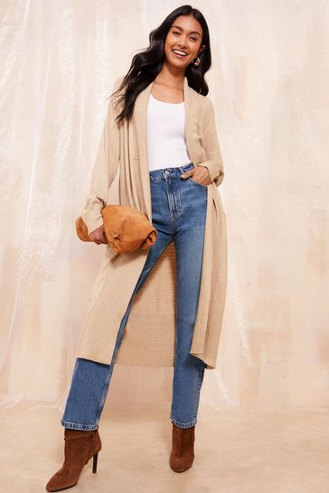Buy Friends Like These Camel Maxi Ribbed Cardigan from Next Bahrain