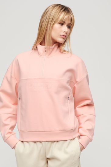 Superdry Pink Sport Tech Relaxed Half Zip Sweat Top