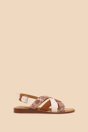 White Stuff Brown Holly Leather Mini Wedges